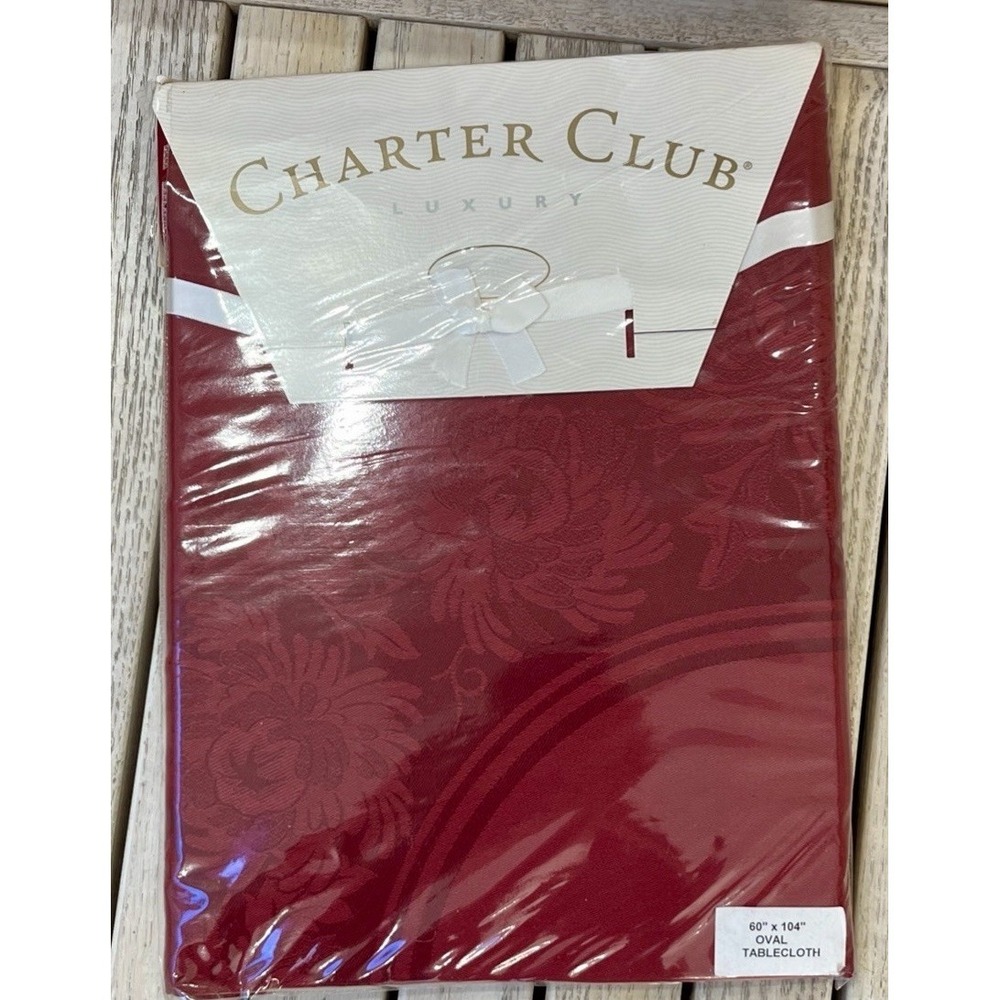 Charter Club Burgundy Elegance Tablecloth 60/104 Rectangular Holiday Unused